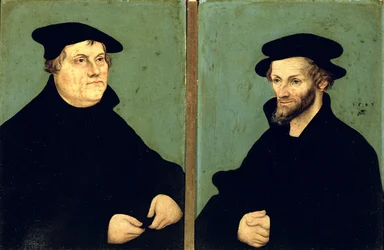 Doppelporträt von Martin Luther (1483-1546) und Philipp Melanchthon (1497-1560), 1543
